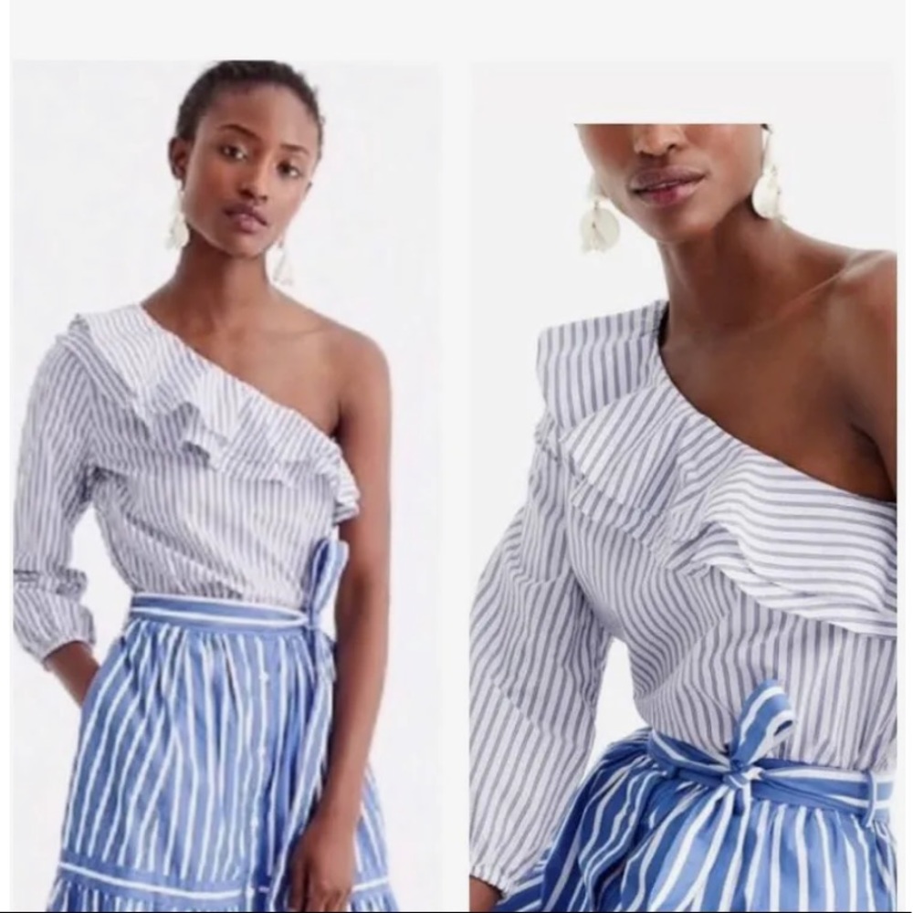 J.Crew one sleeve ruffle top